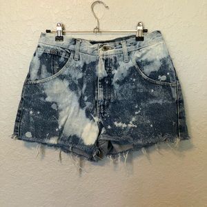 Distressed denim shorts